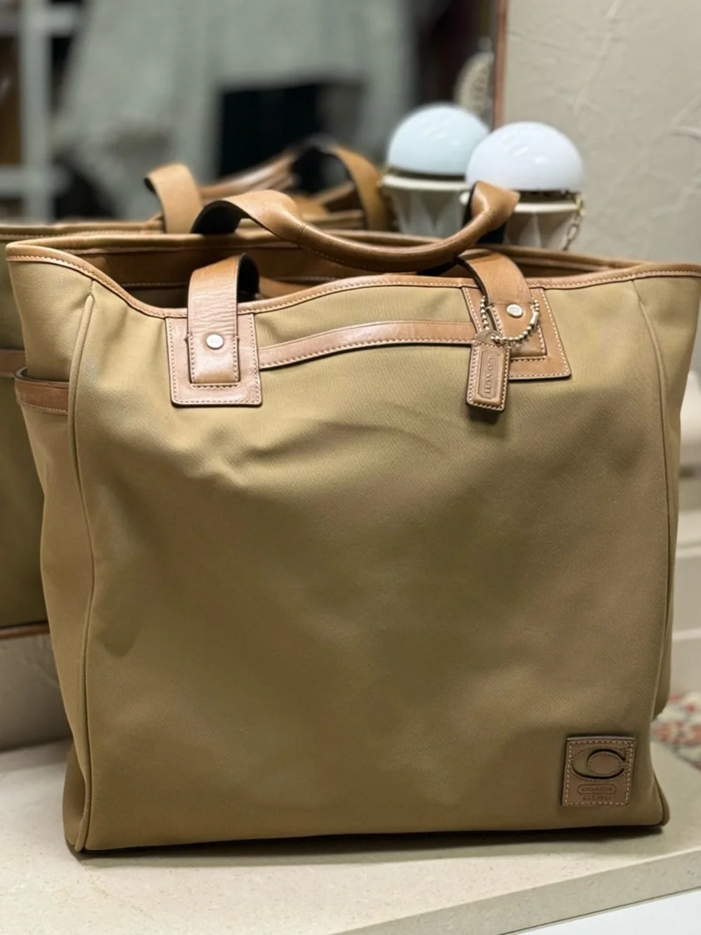 Coach Tan Canvas & Leather Tote - Neutral Tan - Picture 2 of 11